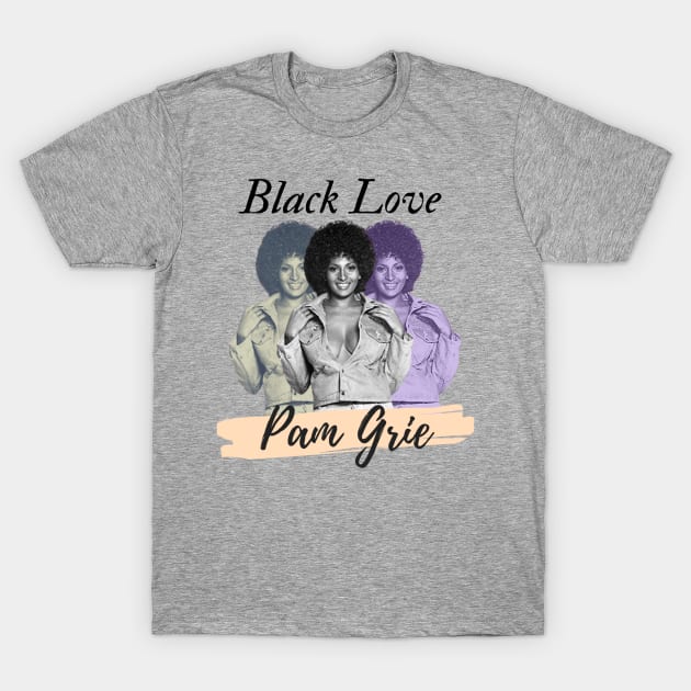 Pam Grier Retro Blaxploitation Fan Artwork T-Shirt by Draw One Last Breath Horror 